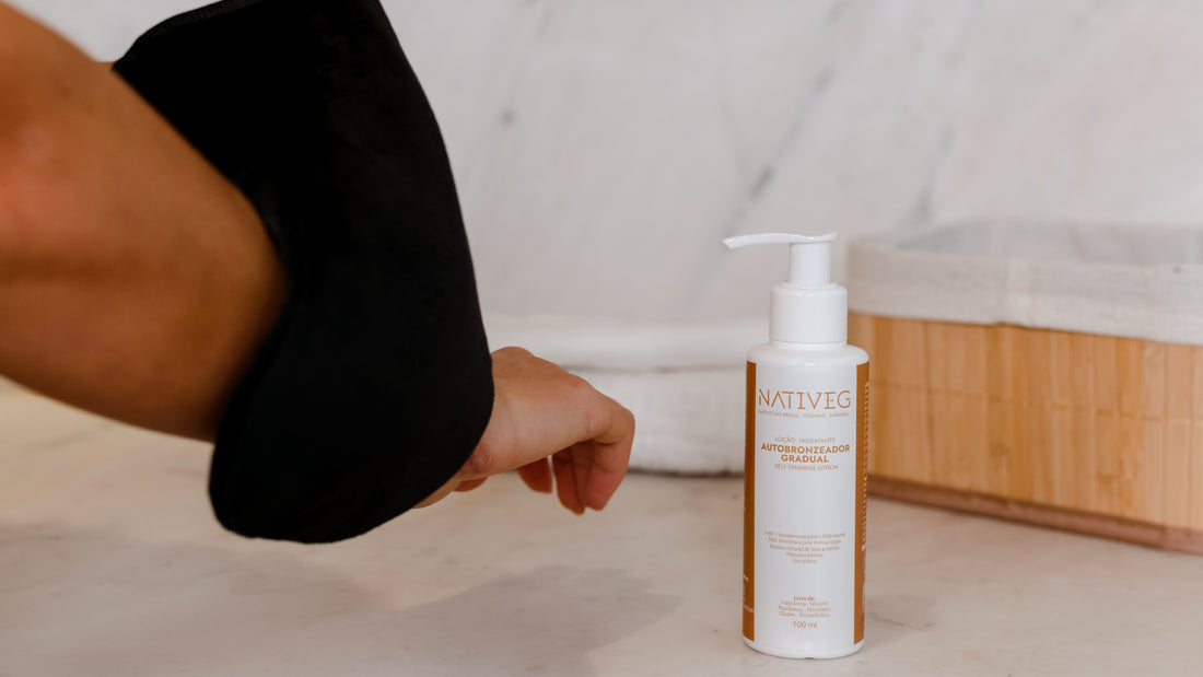 perna com loção autobronzeado